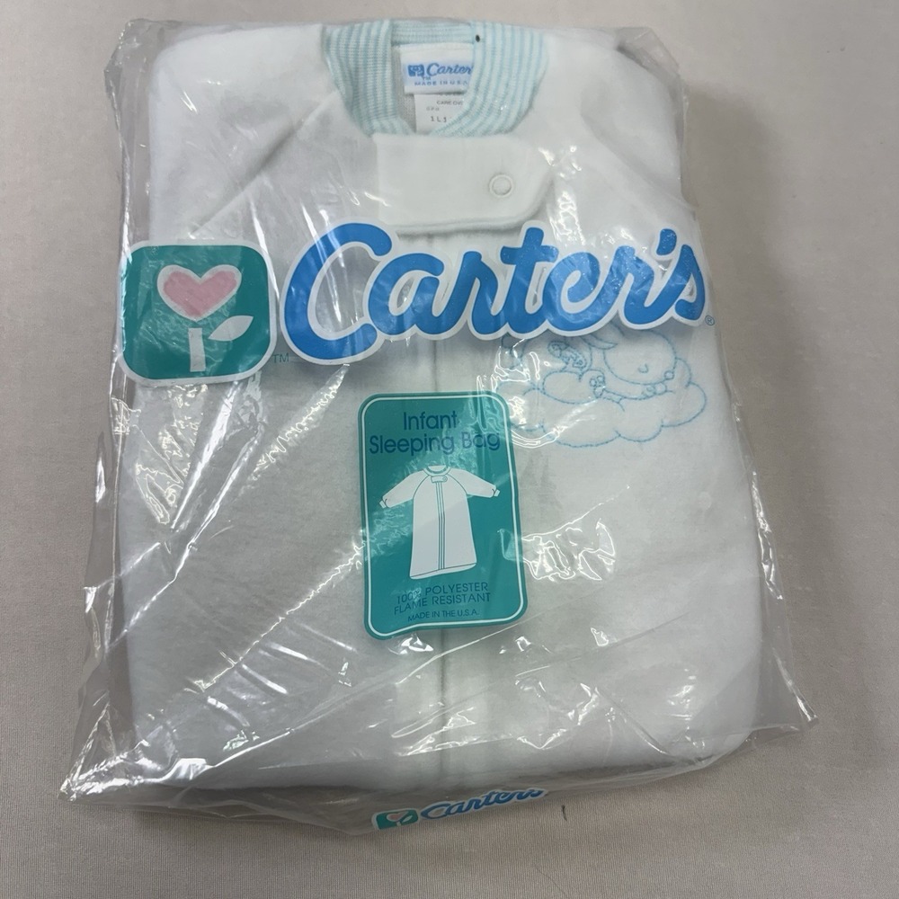 Carters sleeping bag pajamas sleep sack NOS vintage Unisex Newborn white bunny